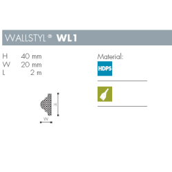 V�gliste - Wallstyl - WL1 - 2 m - 40 mm x 20 mm