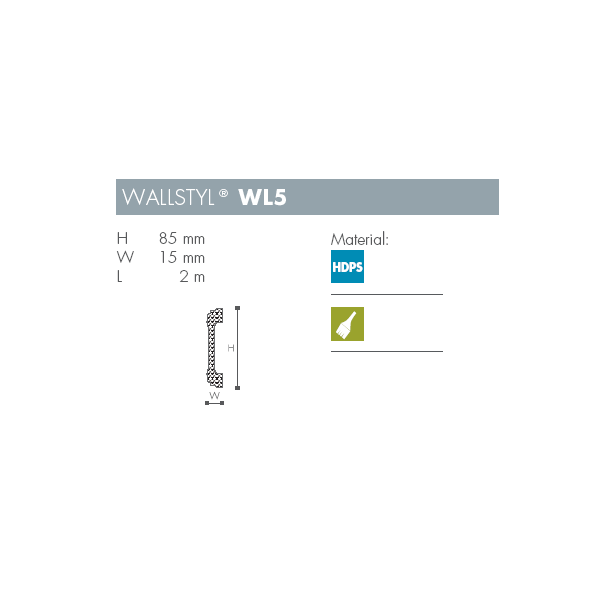 V�gliste - Wallstyl - WL5 - 2 m - 85 mm x 15 mm