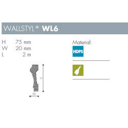V�gliste - Wallstyl - WL6 - 2 m - 75 mm x 20 mm