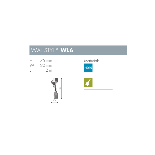 V�gliste - Wallstyl - WL6 - 2 m - 75 mm x 20 mm