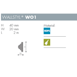V�gliste - Wallstyl - WO1 - 2 m - 40 mm x 20 mm