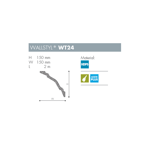 V�gliste - Wallstyl - WT24 - 2 m - 150 mm x 150 mm