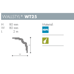 V�gliste - Wallstyl - WT25 - 2 m - 80 mm x 80 mm