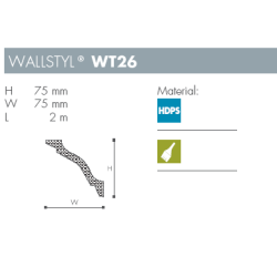 V�gliste - Wallstyl - WT26 - 2 m - 75 mm x 75 mm
