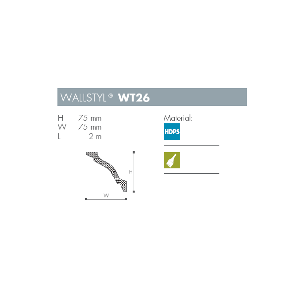 V�gliste - Wallstyl - WT26 - 2 m - 75 mm x 75 mm