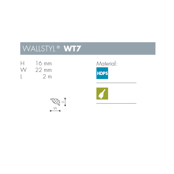 Liste - Fodliste - Wallstyl - WT7 - FL7- 2 m - 16 mm x 22 mm