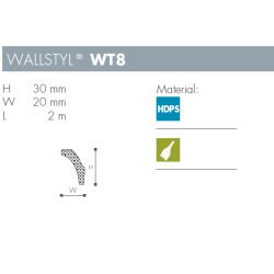 Liste - Fodliste - Wallstyl - WT8 - FL8 - 2 m - 30 mm x 20 mm